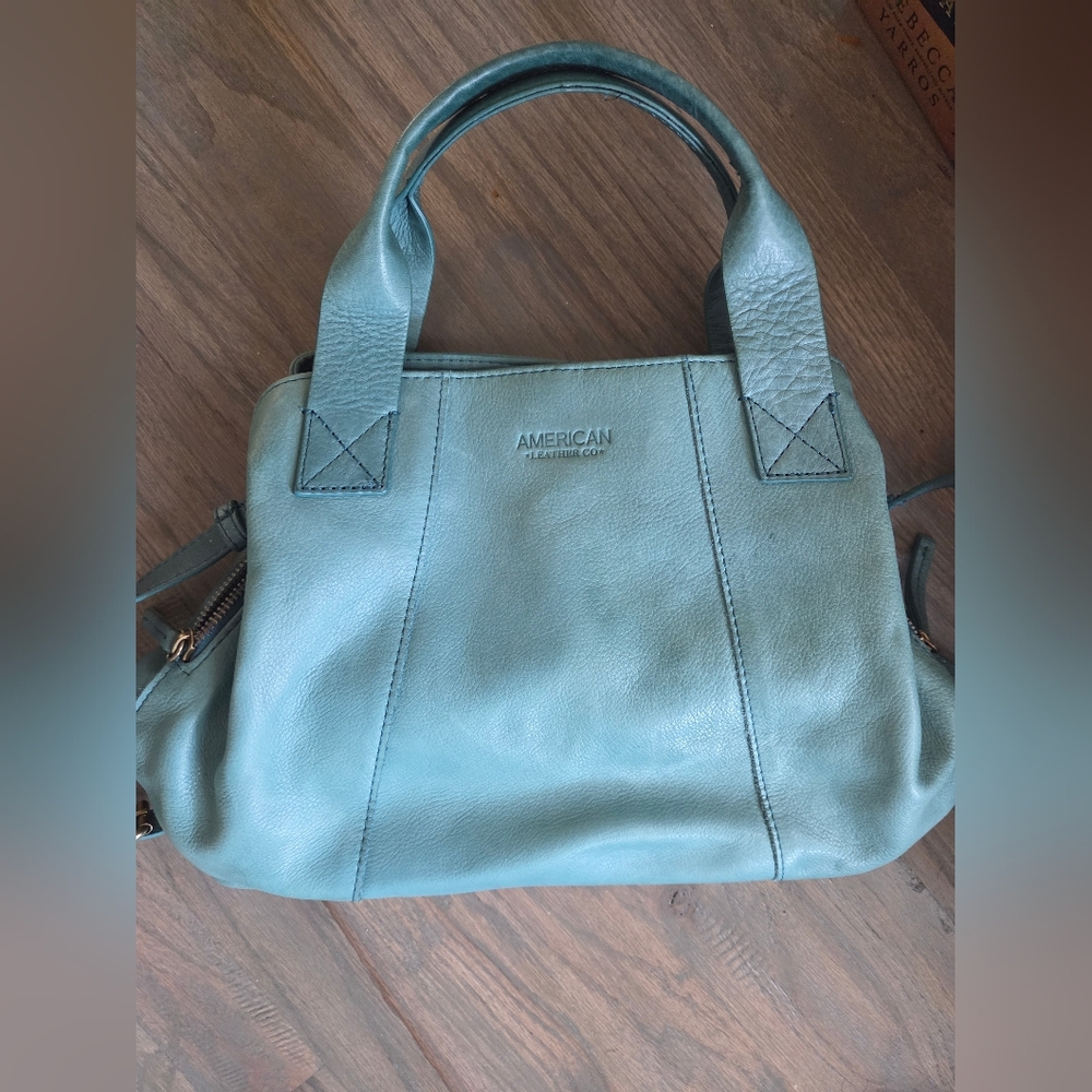American Leather Co Ada Triple Entry Turquoise Satchel
